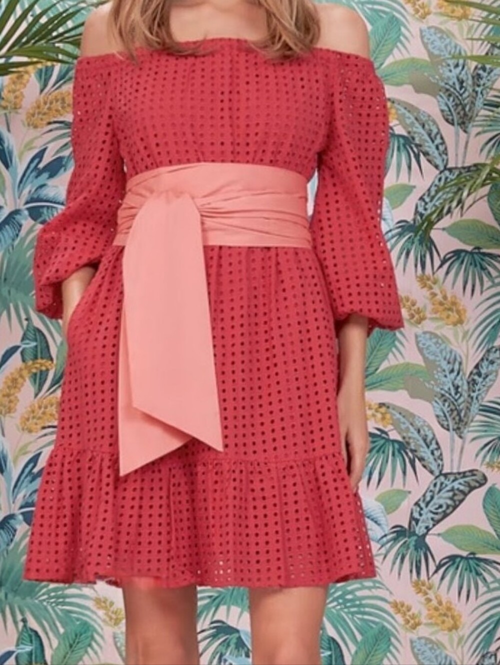 🆕️NYCO Off Shoulder Eyelet Dress with Large Bow
